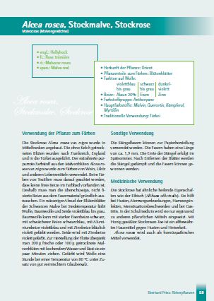 Buch Färberpflanzen, Seite 59, Stockrose, Alcea rosea